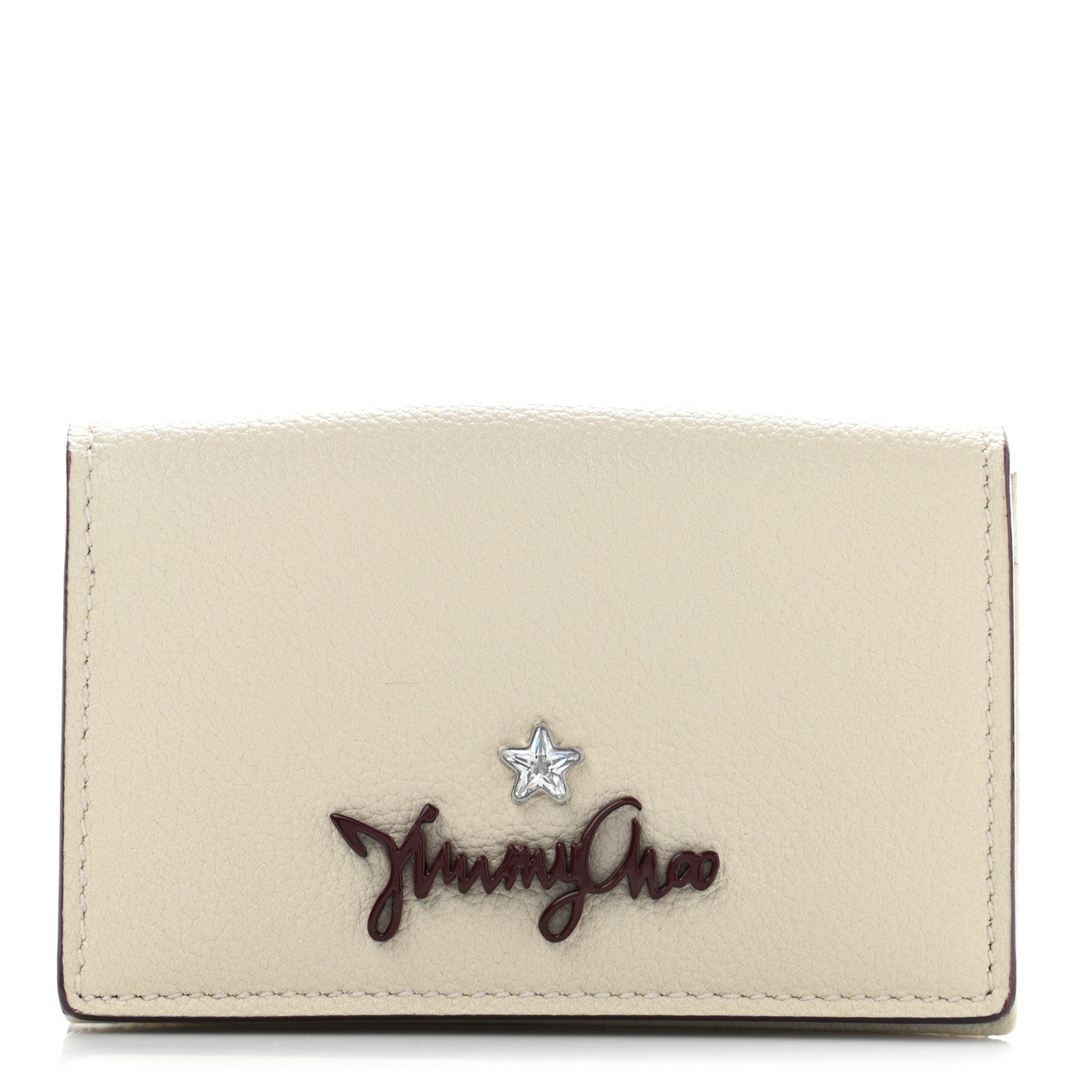 Jimmy Choo Grainy Calfskin Zuri Card Holder Linen 1 of 12