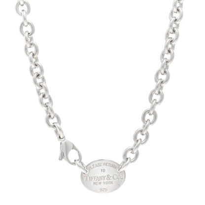 Tiffany Sterling Silver Return to Tiffany Oval Tag Choker Necklace 1 of 4