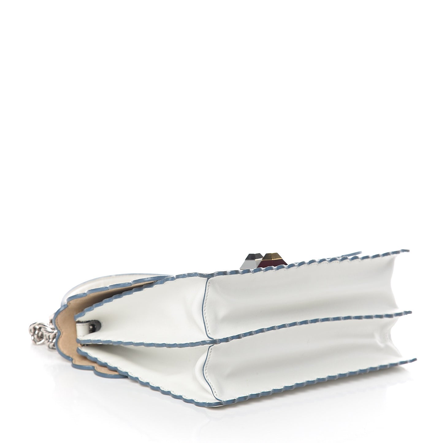 Vitello Liberty Scalloped Studded Kan I Shoulder Bag Bianco