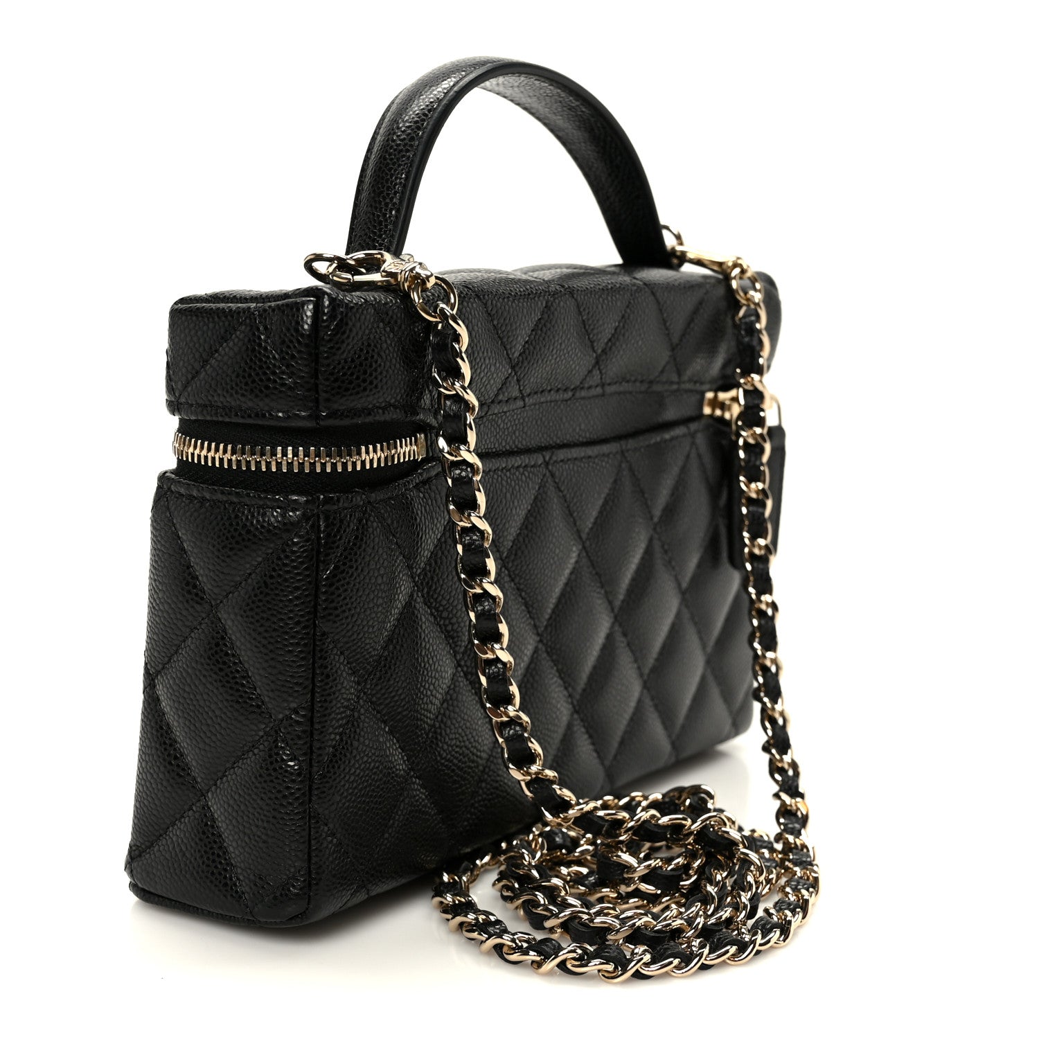 Chanel Caviar Quilted Top Handle Slim Vanity With Chain Black 3 of 11