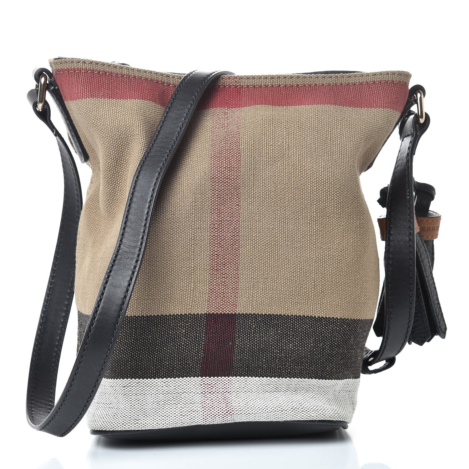 Burberry Canvas Mega Check Mini Ashby Tassel Crossbody Black 3 of 11