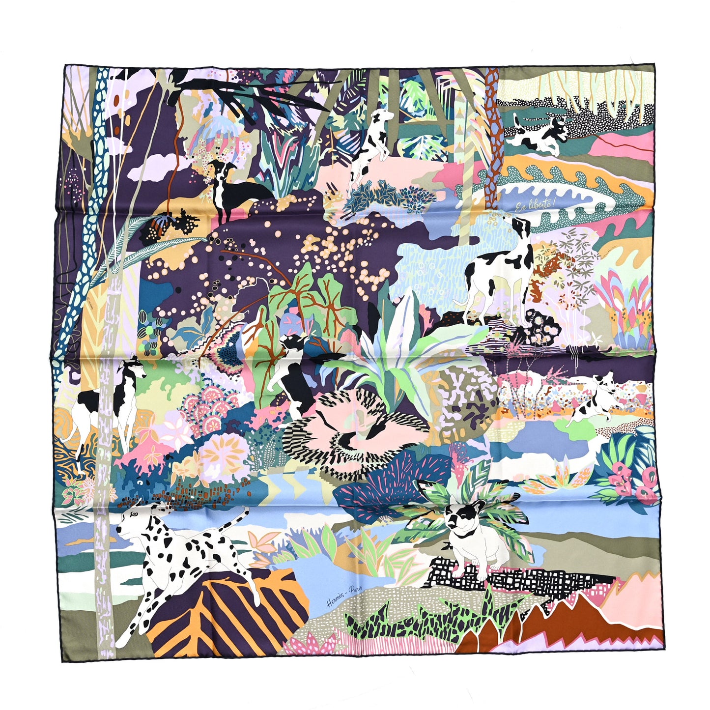 Silk En Liberte Scarf 90 Aubergine Vert Multicolore