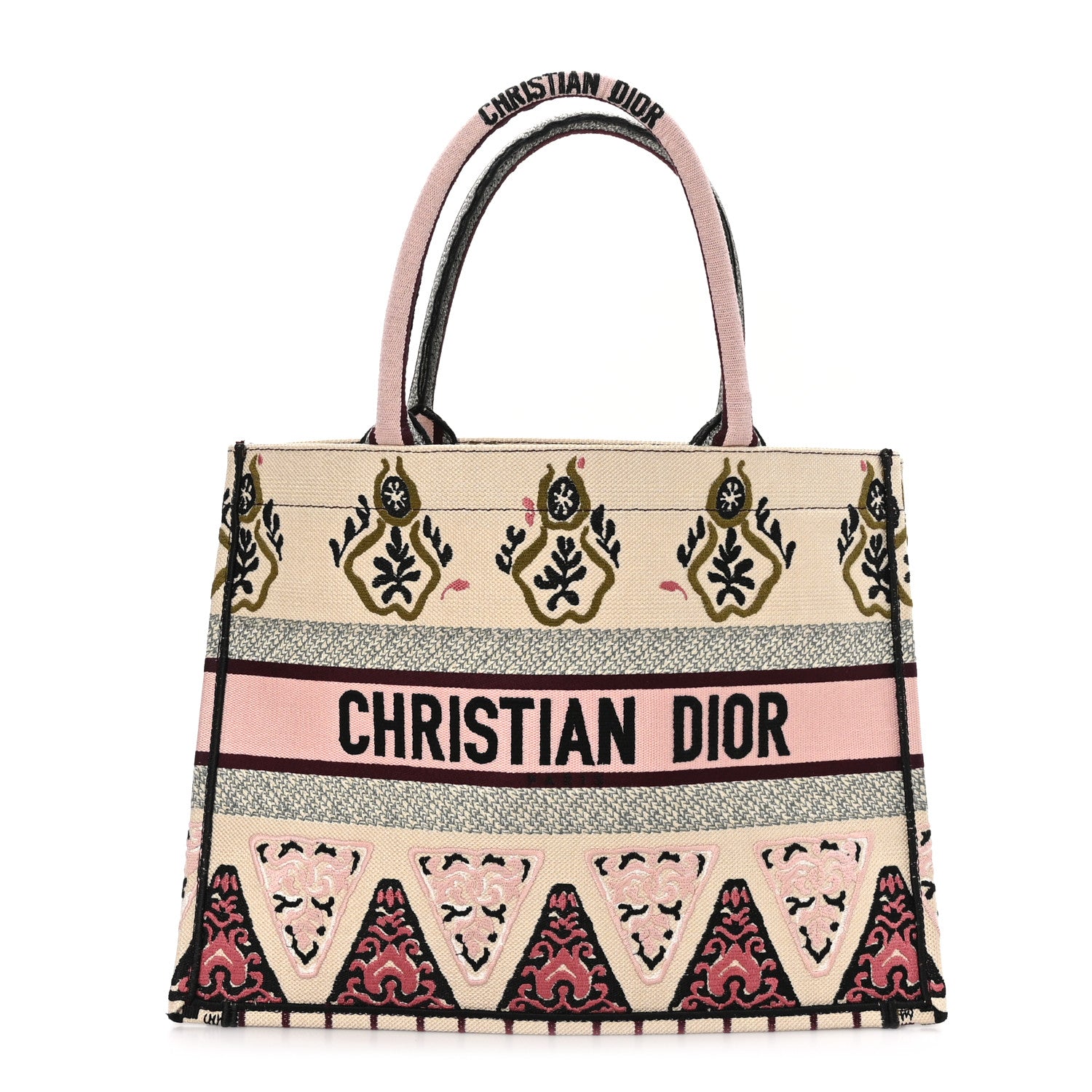 Christian Dior Canvas Embroidered Geometric Medium Book Tote Multicolor 1 of 10
