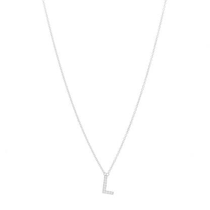 Tiffany Platinum Diamond Letters L Pendant Necklace 1 of 5