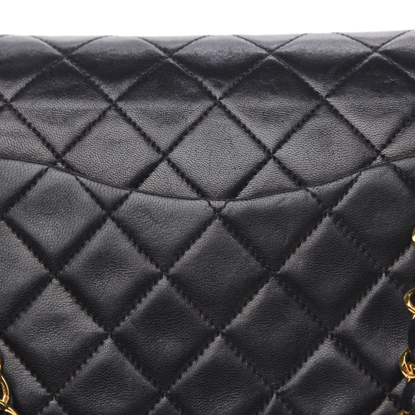 Lambskin Quilted Medium Double Flap Black