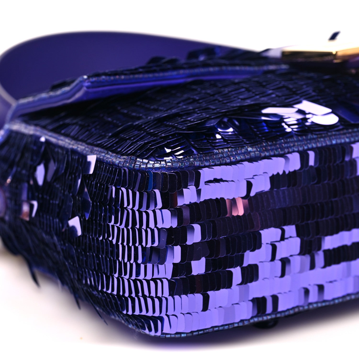 Fendi Sequin Paillettes Shiny Nappa Sex and the City Baguette Viola Purple Rain 8 of 10