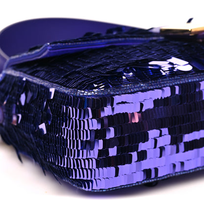 Fendi Sequin Paillettes Shiny Nappa Sex and the City Baguette Viola Purple Rain 8 of 10