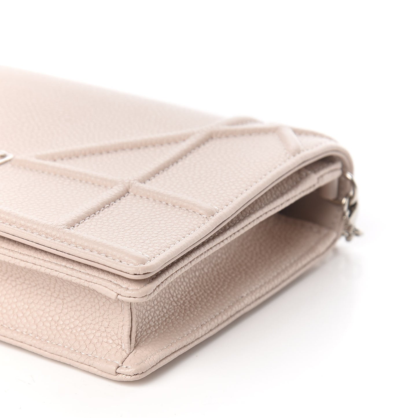 Grained Calfskin Diorama Wallet on Chain Pouch Rose Poudre
