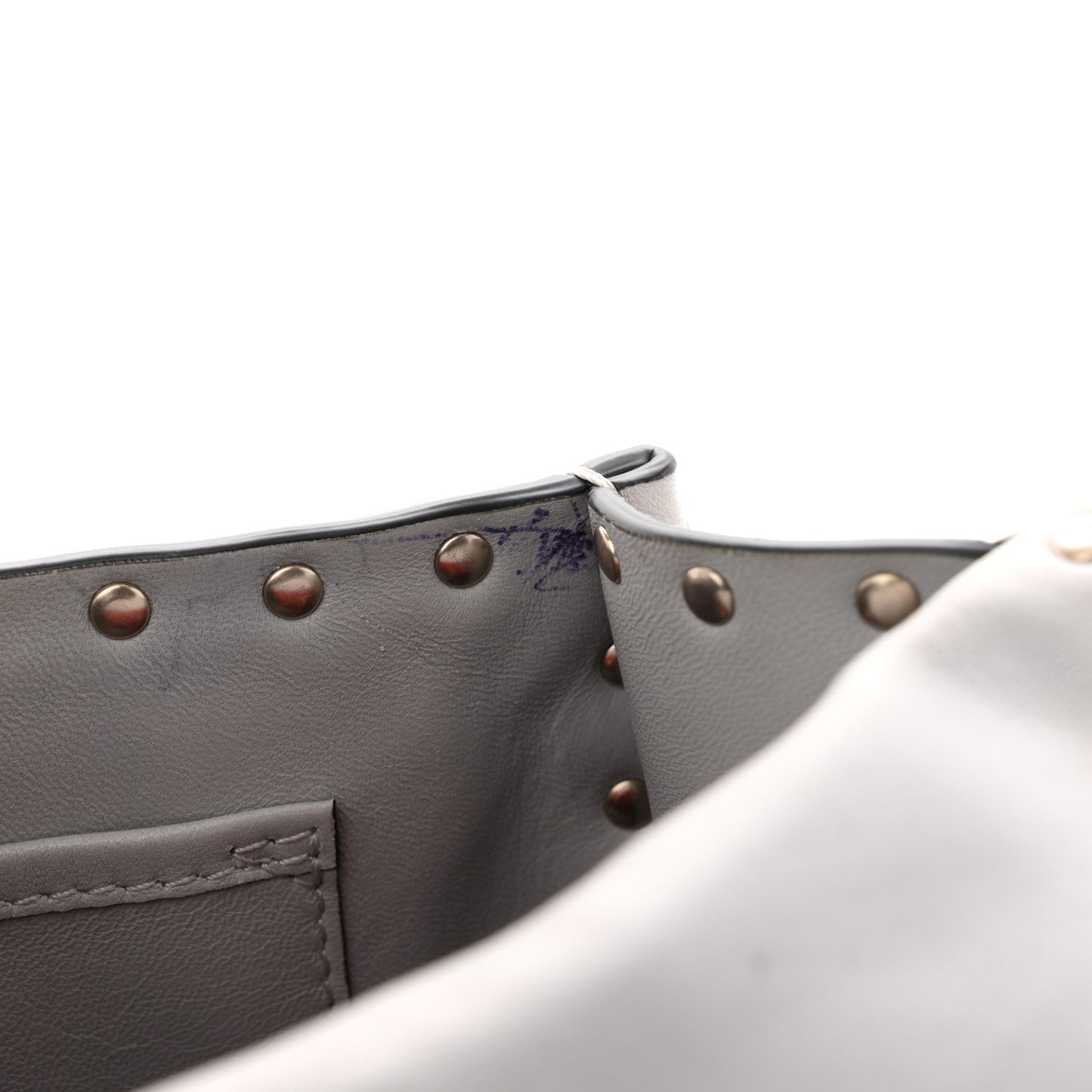 Nappa Medium Rockstud Spike Shoulder Bag Pastel Grey