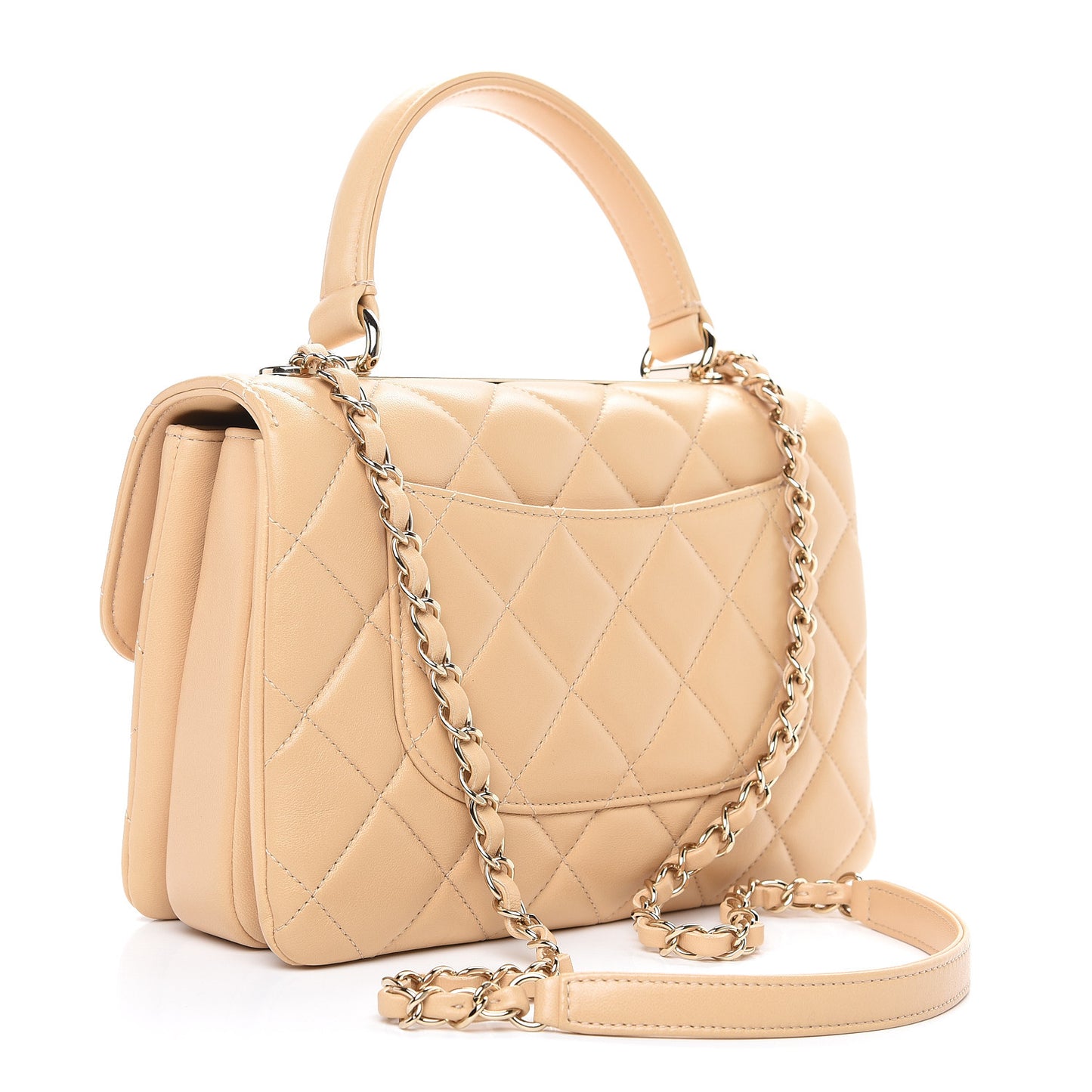 Lambskin Quilted Small Trendy CC Dual Handle Flap Bag Beige