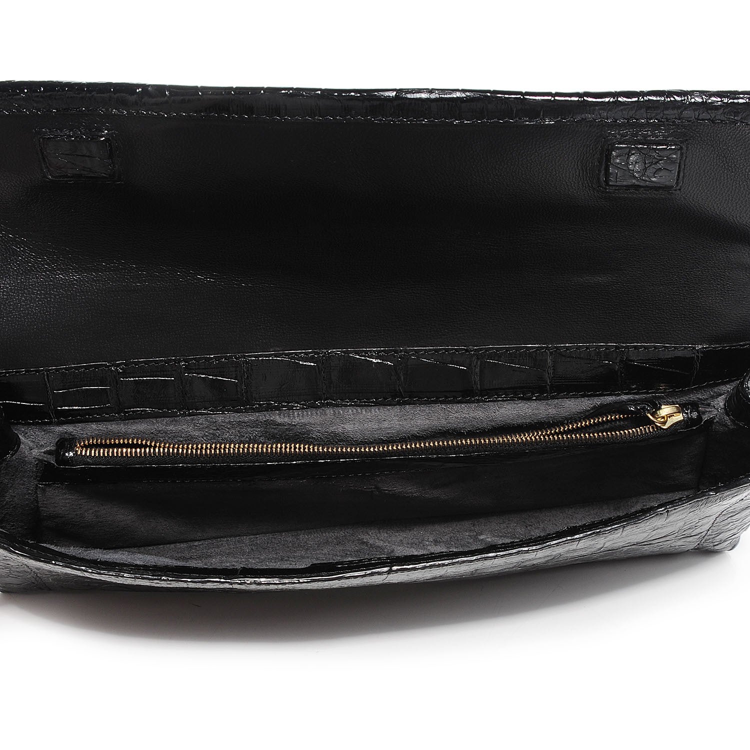 Nancy Gonzalez Glossy Crocodile Gotham Flap Clutch Black Shine 5 of 7
