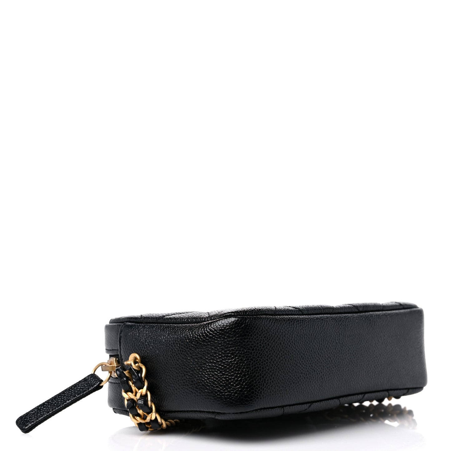 Shiny Caviar Quilted Chain Melody Camera Bag Black