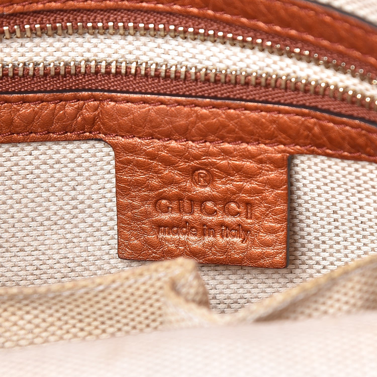 Gucci Metallic Cellarius Calfskin Small Soho Top Handle Satchel Burnt Orange 6 of 13