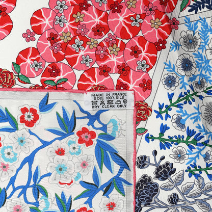 Hermes Silk Fleurs De Giverny Scarf 90 White Rouge Bleu 6 of 6