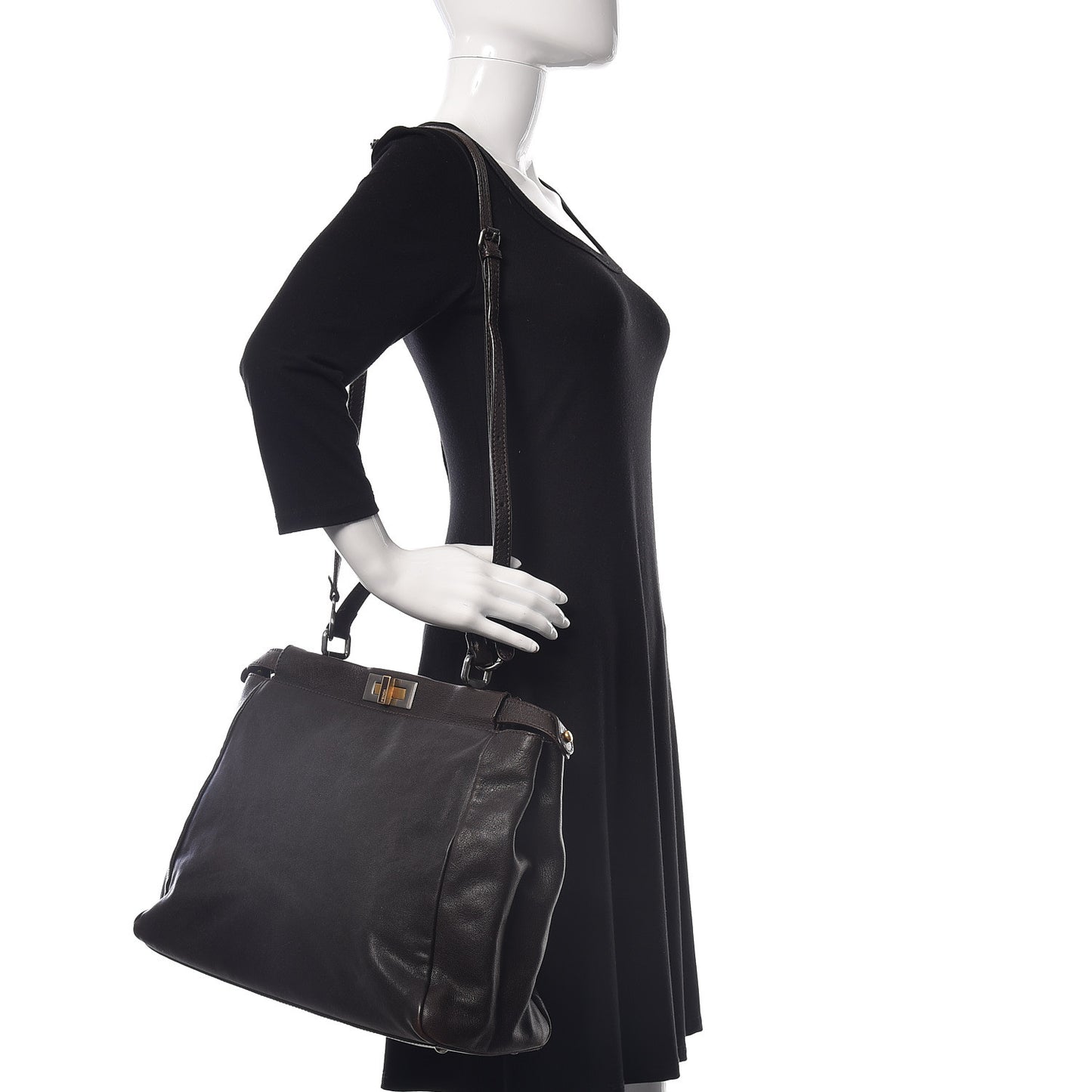 Goatskin Large Peekaboo Iconic Satchel Moro Grigio
