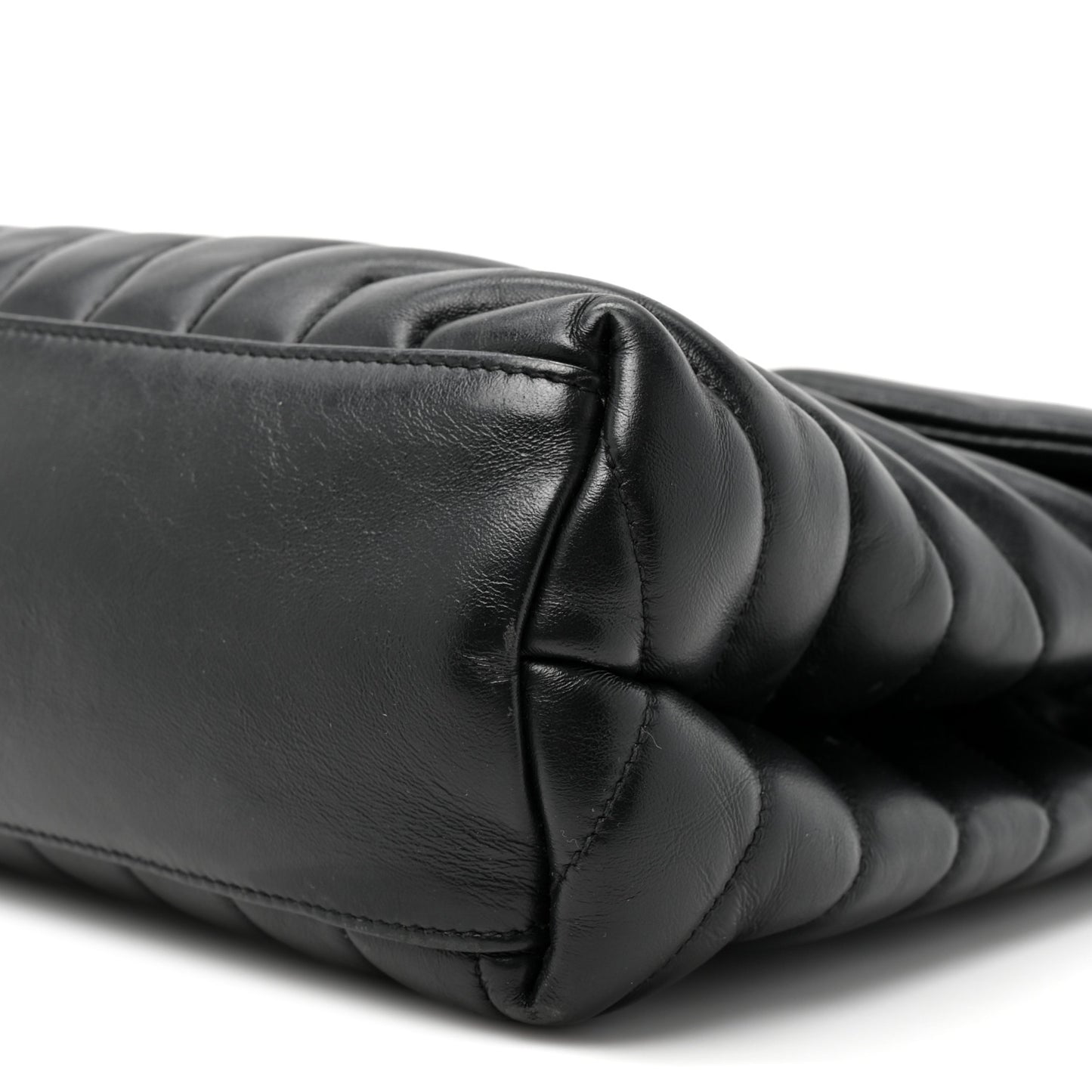 Grain de Poudre Calfskin Y Quilted Monogram Medium Loulou Chain Satchel Black