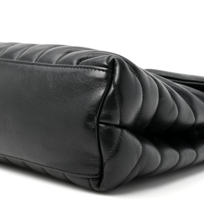 Saint Laurent Grain de Poudre Calfskin Y Quilted Monogram Medium Loulou Chain Satchel Black 10 of 16