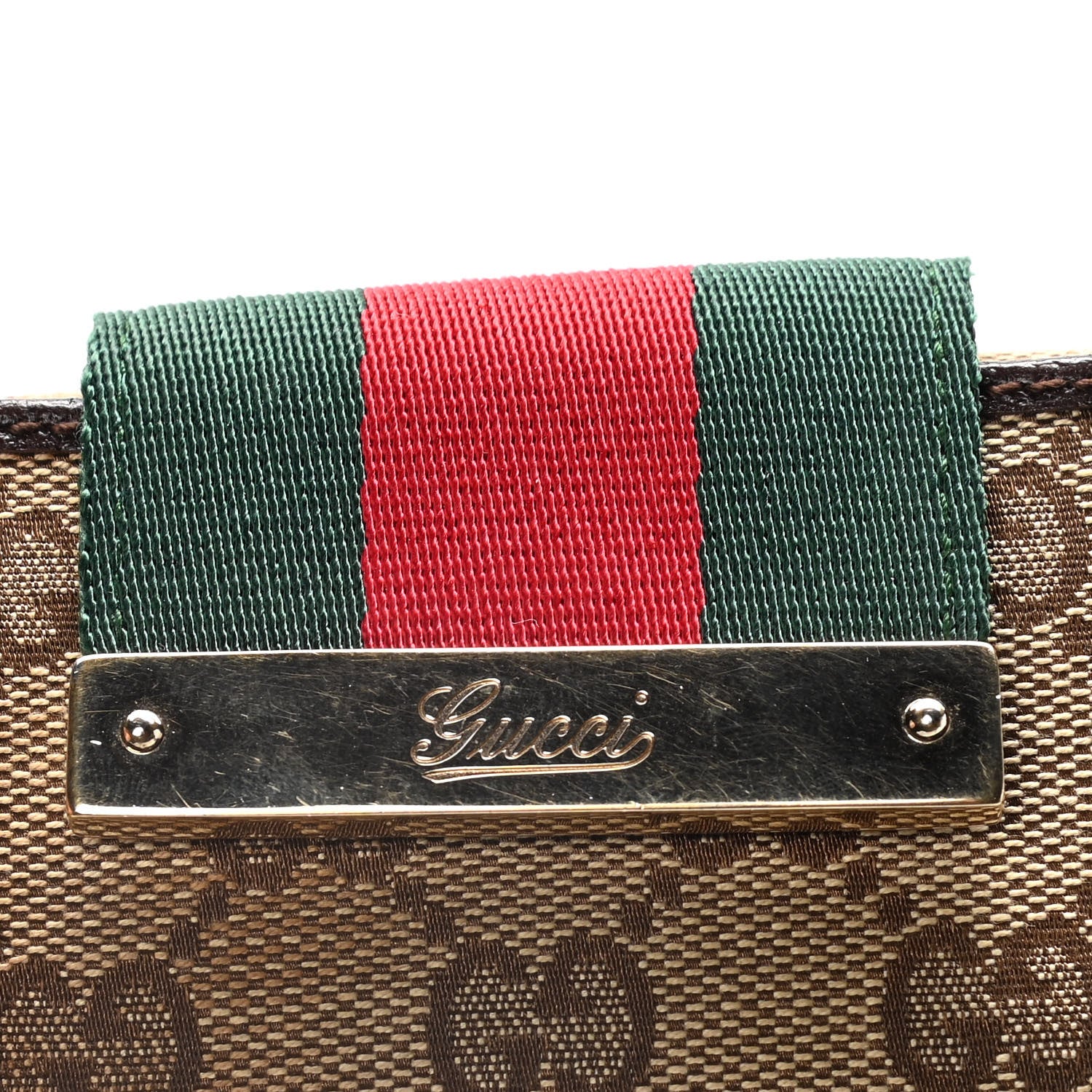 Gucci Monogram Calfskin Ladies Web 6 Key Holder Case Beige Ebony Cocoa 9 of 13