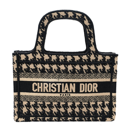 Christian Dior Canvas Houndstooth Embroidered Mini Book Tote Black 1 of 14