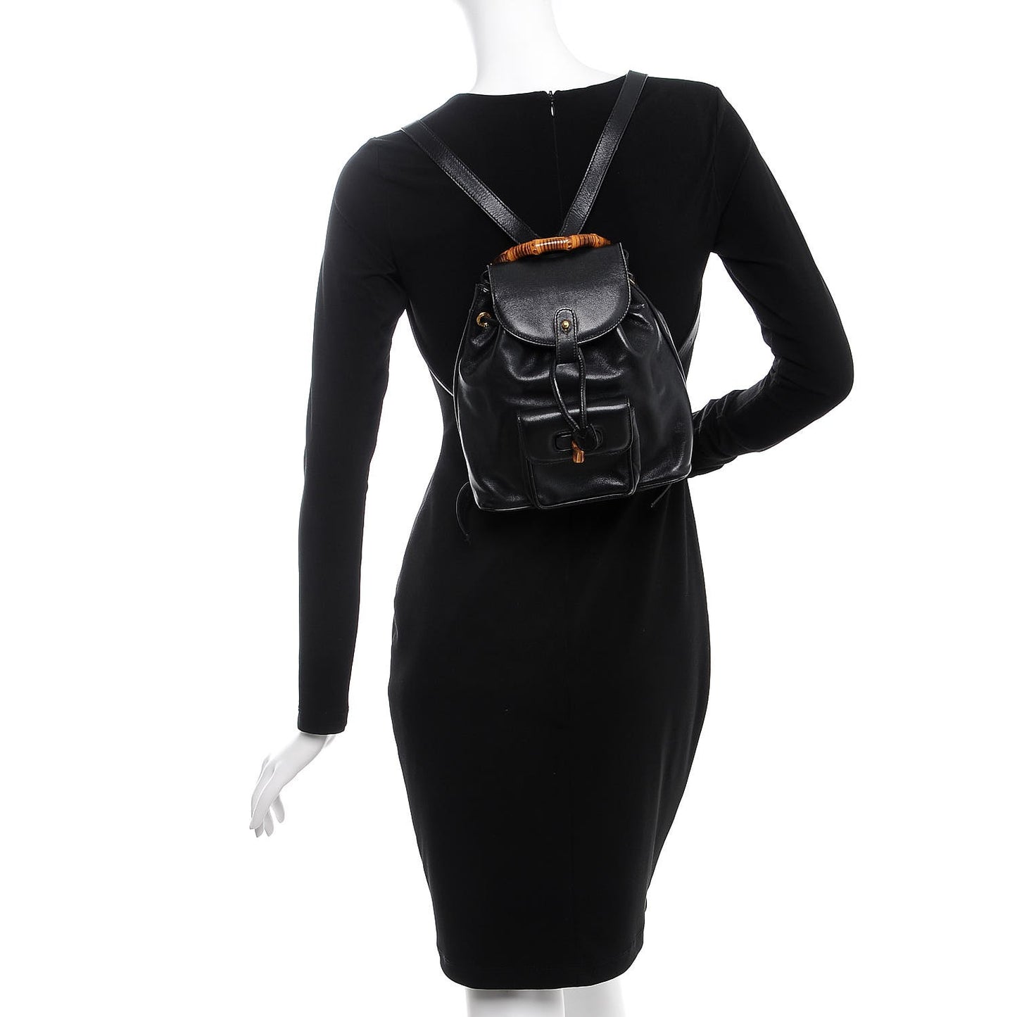 Calfskin Bamboo Backpack Black