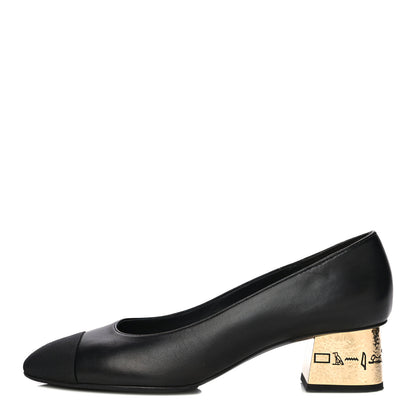 Chanel Lambskin Grosgrain Cap Toe Egyptian Amulet CC Pumps 40.5 Black 1 of 21