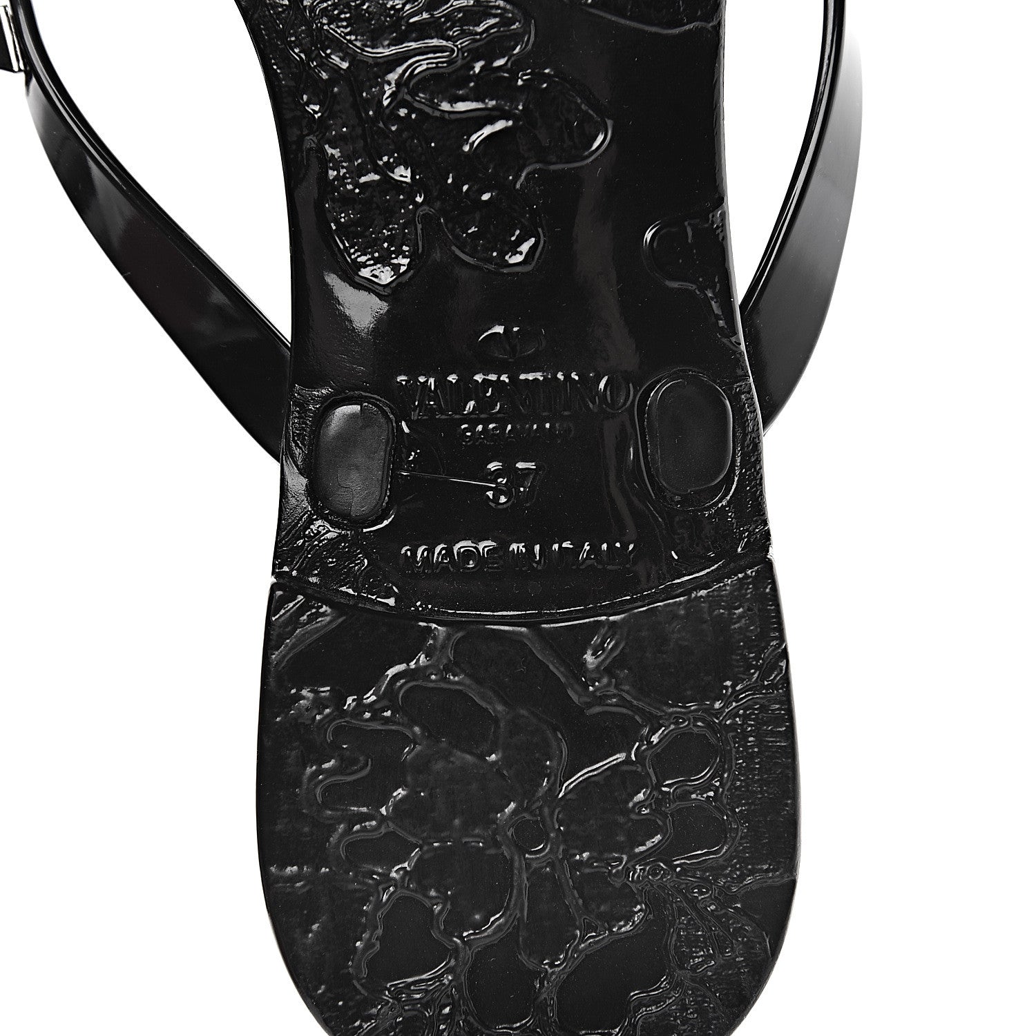 Valentino Garavani PVC Jelly Rockstud Bow Thong Sandals 37 Black 6 of 8