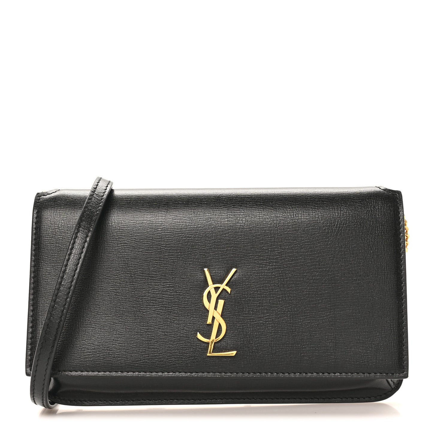 Grained Calfskin Monogram Phone Holder Crossbody Black