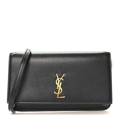 Saint Laurent Grained Calfskin Monogram Phone Holder Crossbody Black 7 of 9