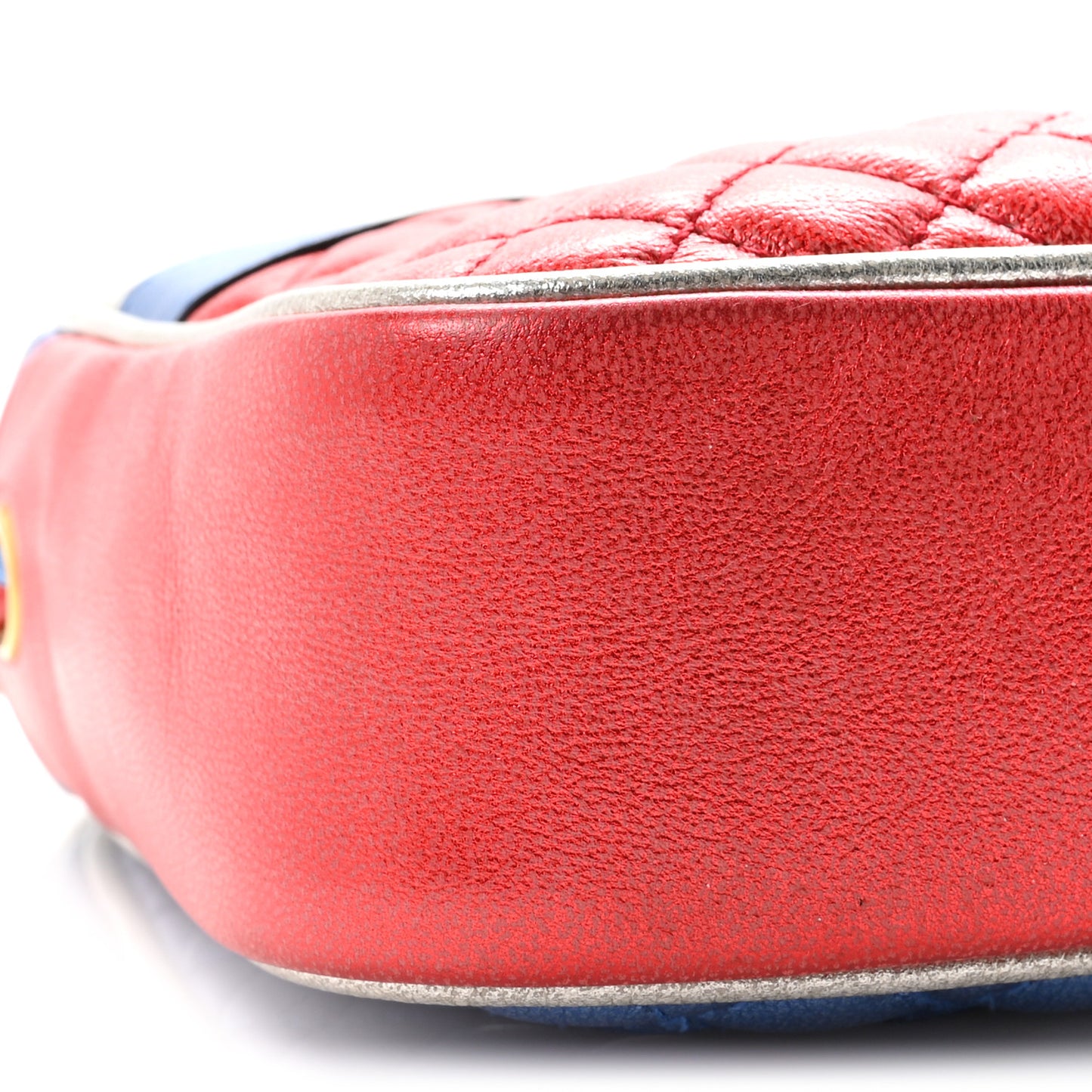 Laminated Nappa Trapuntata Small Zumi Shoulder Bag Rosso Marine Argento
