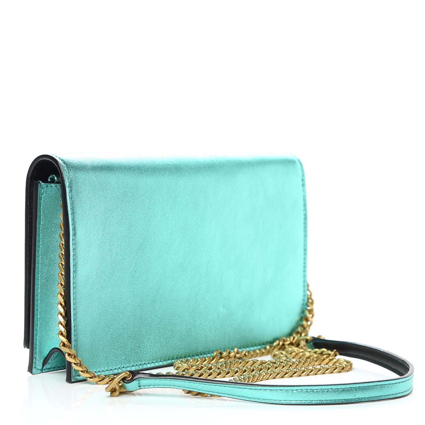 Laminated Calfskin Classic Monogram Kate Tassel Chain Wallet Green