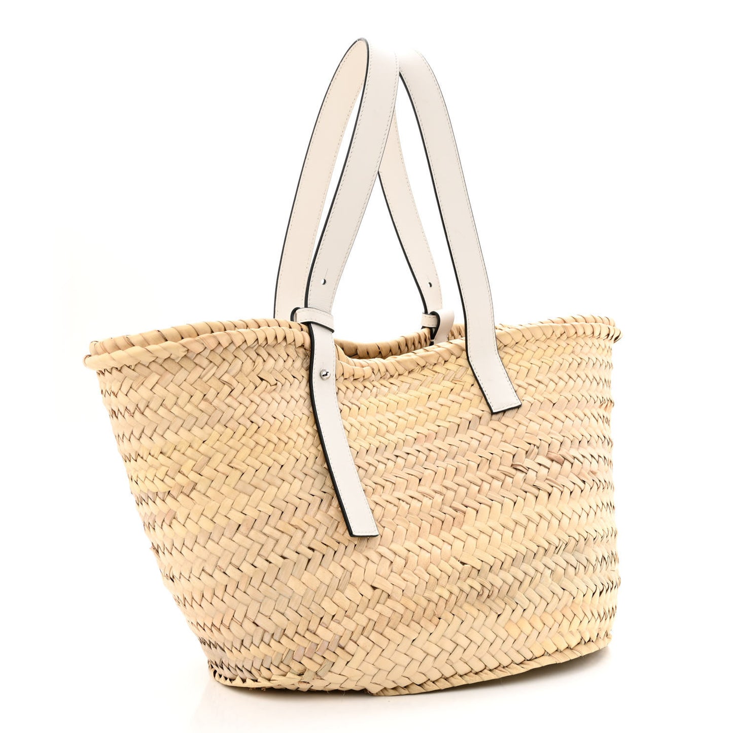 Raffia Basket Tote Bag Natural White