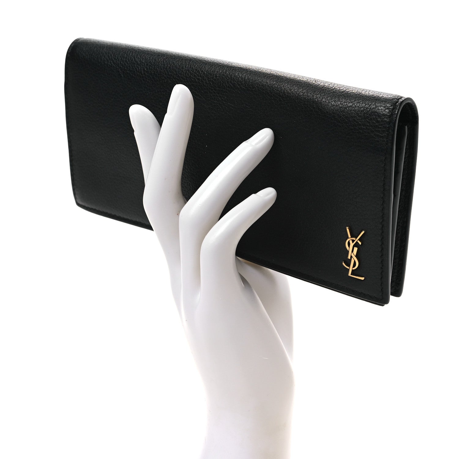Saint Laurent Calfskin Tiny Monogram Cassandre Wallet Black 2 of 6