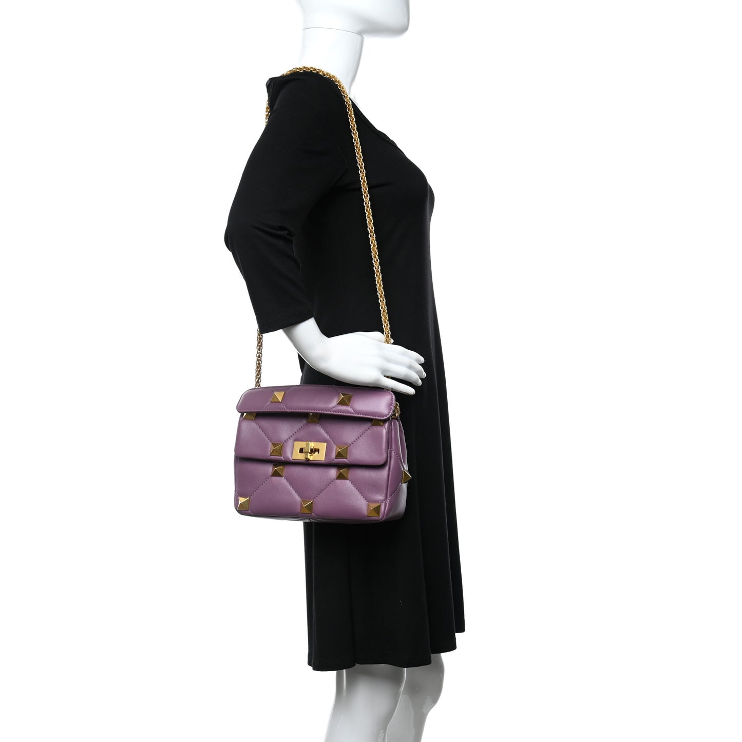 Nappa Medium Roman Stud Shoulder Bag Malva