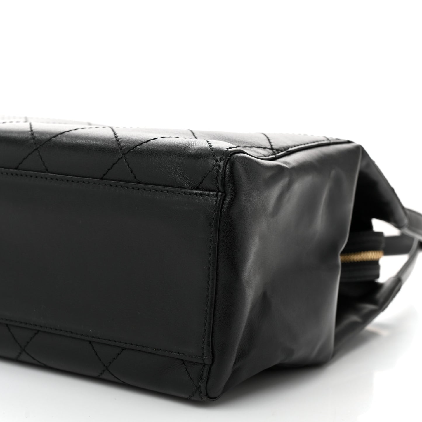 Lambskin Stitched Shoulder Bag Black