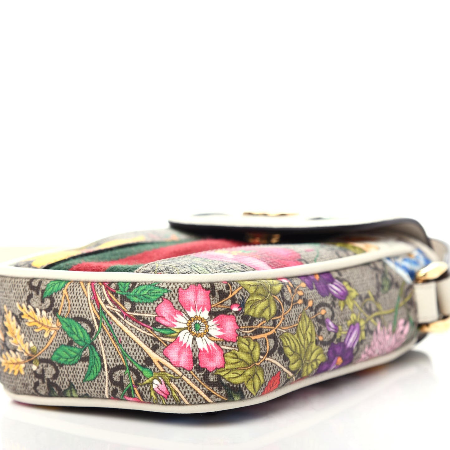 GG Supreme Monogram Flora Web Ophidia Phone Crossbody Bag White