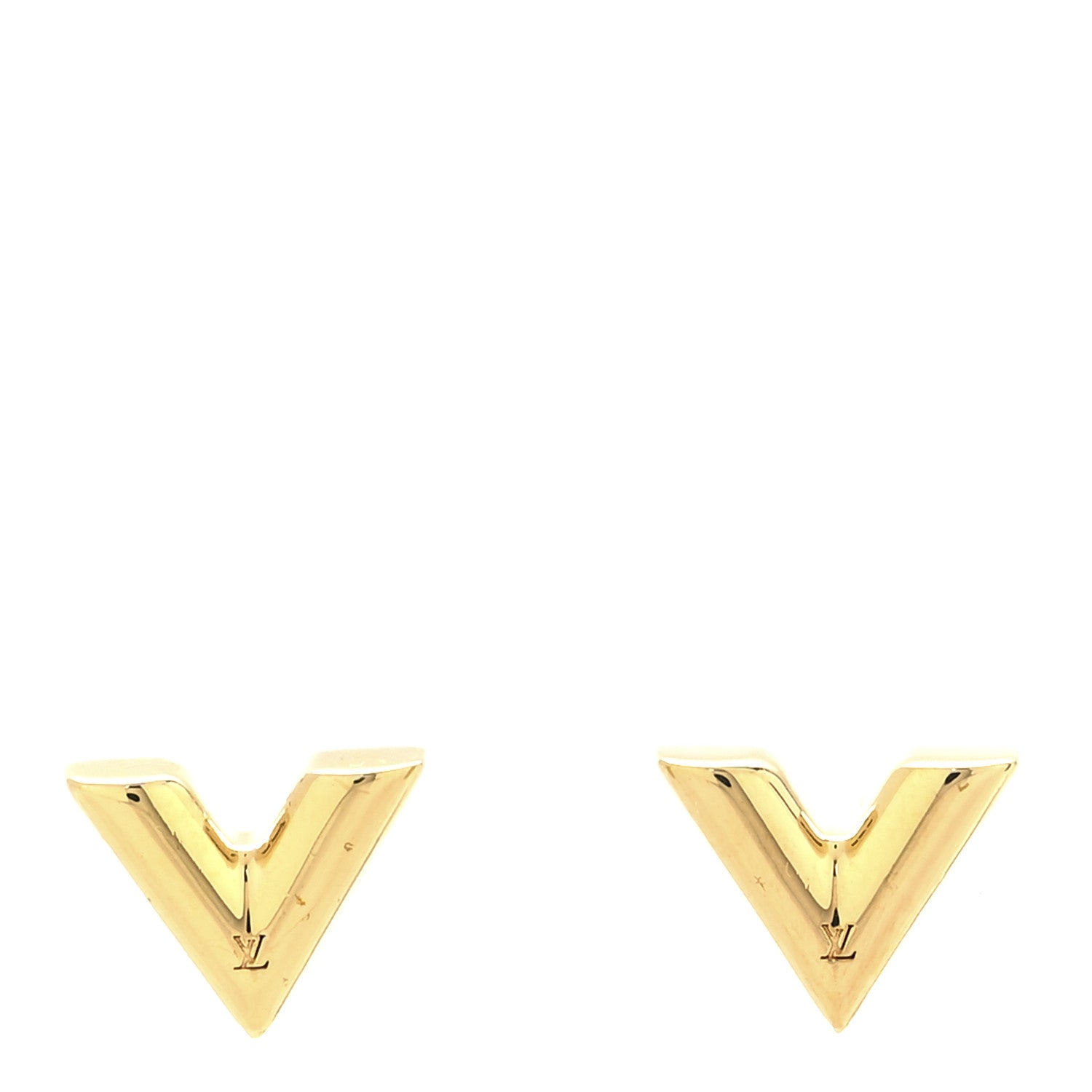 Louis Vuitton Brass Essential V Stud Earrings Gold 1 of 5