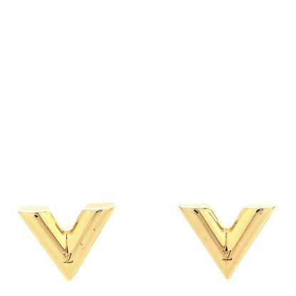 Louis Vuitton Brass Essential V Stud Earrings Gold 1 of 5