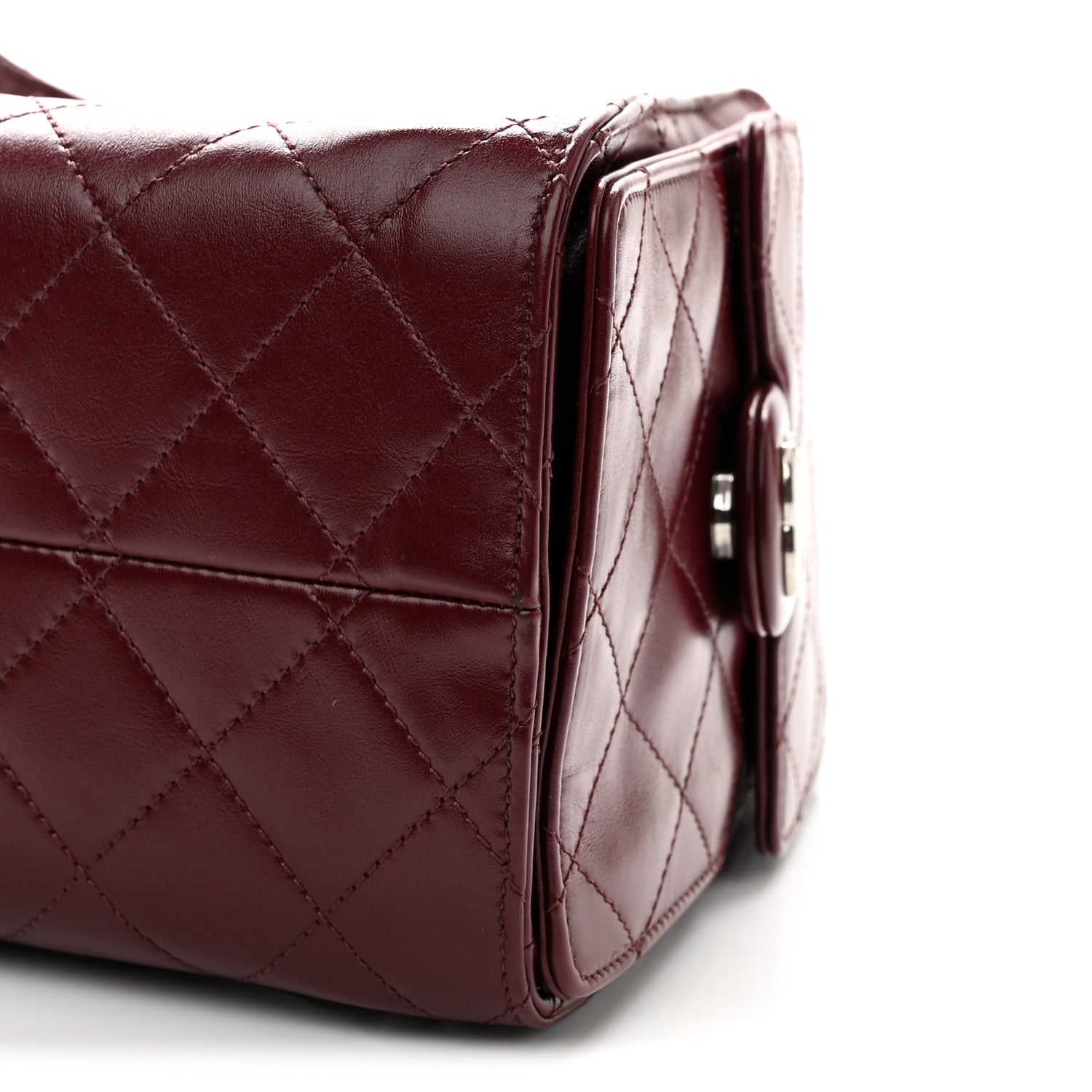 Chanel Shiny Calfskin Quilted Small Chanel 25 Handbag Burgundy 10 of 11