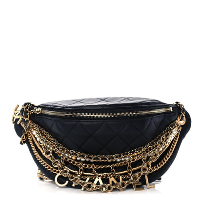 Chanel Lambskin Quilted All About Chains Waist Belt Bag Black 1 of 11
