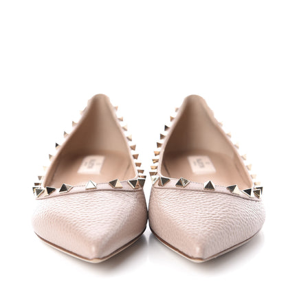 Valentino Garavani Pebbled Calfskin Rockstud Ballerina Flats 39.5 Poudre 2 of 8