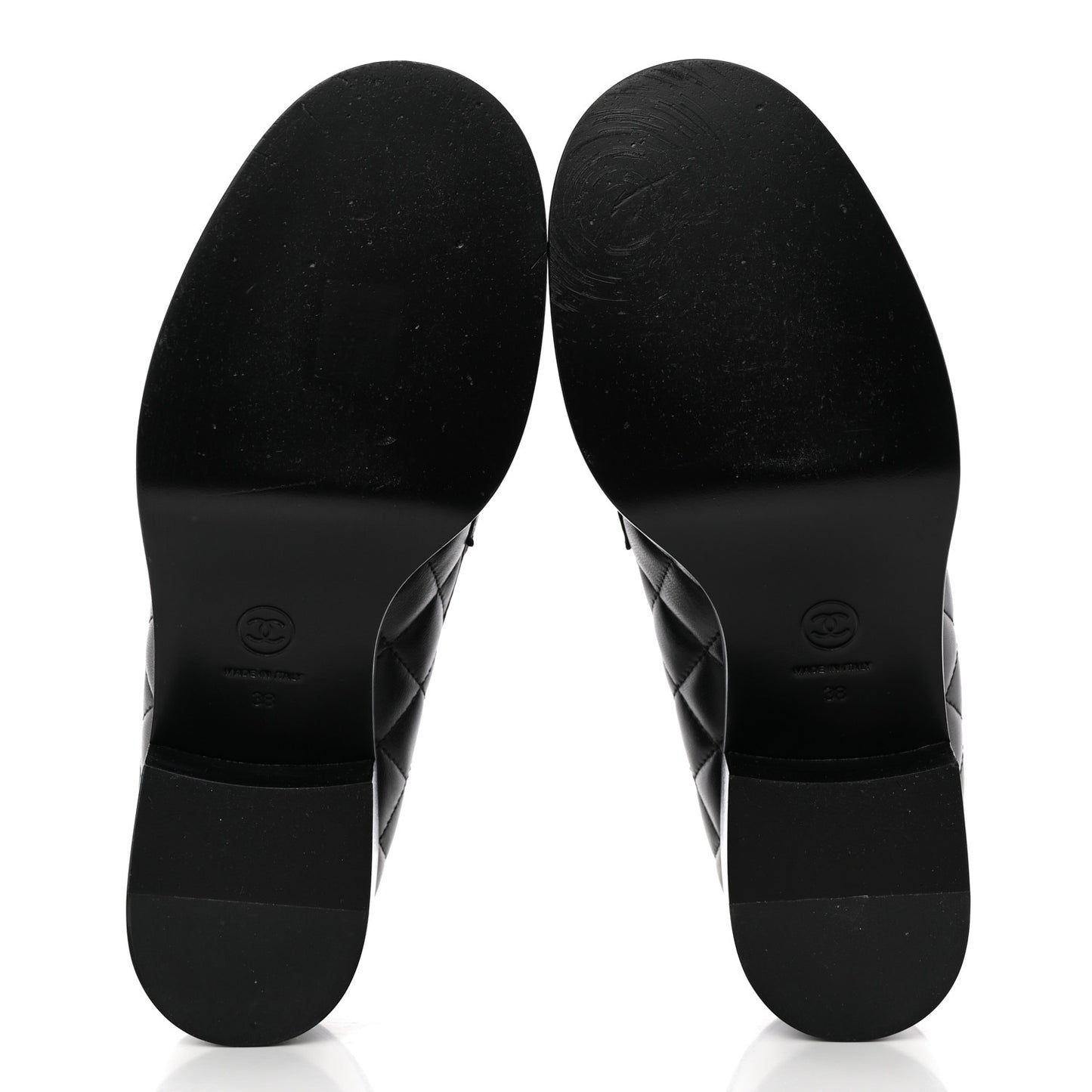 Lambskin Quilted CC Heart Loafers 38 Black