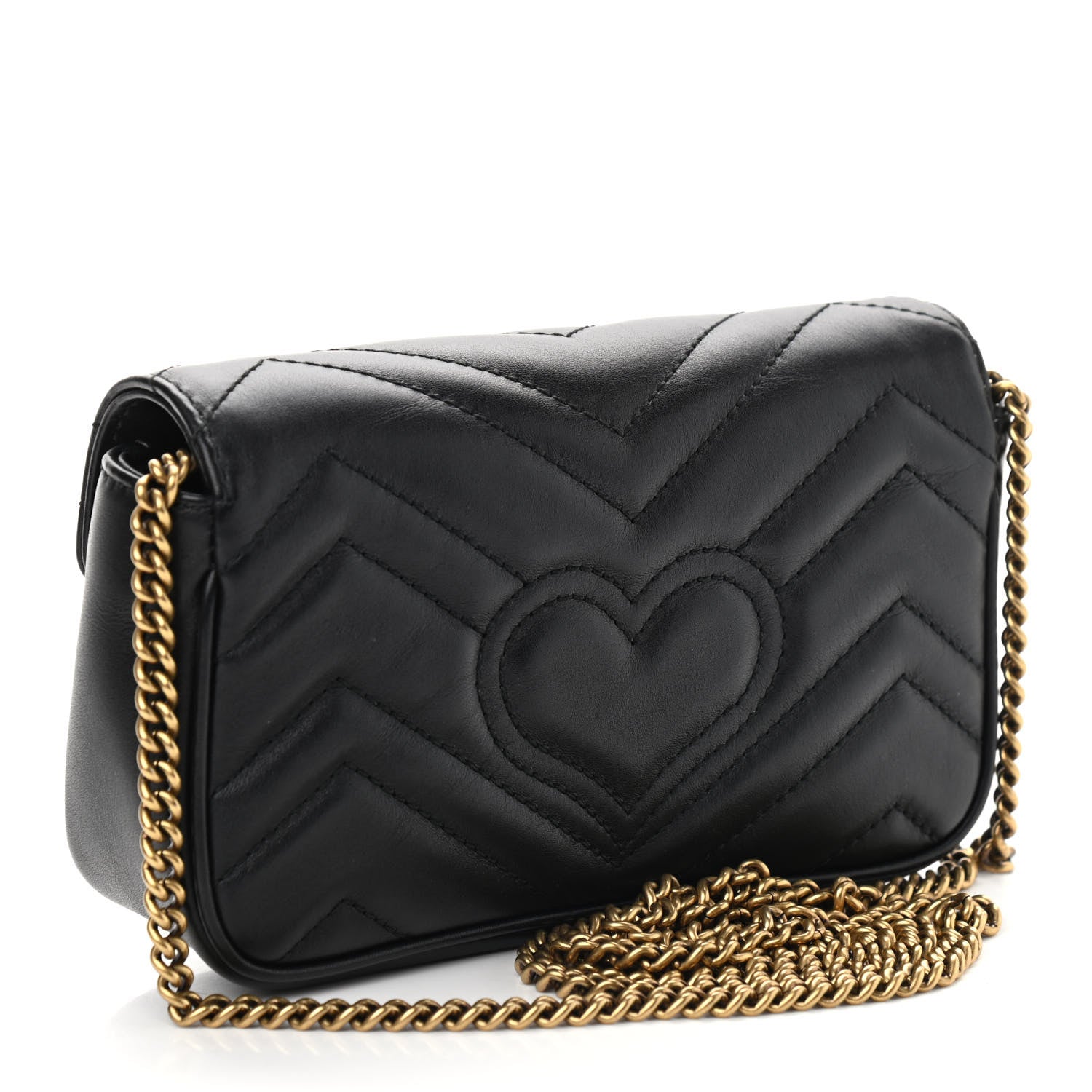 Gucci Calfskin Matelasse Super Mini GG Marmont Shoulder Bag Black 3 of 10