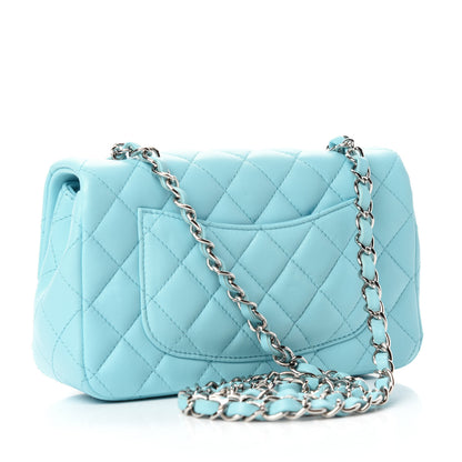 Chanel Lambskin Quilted Mini Rectangular Flap Neon Blue 3 of 11