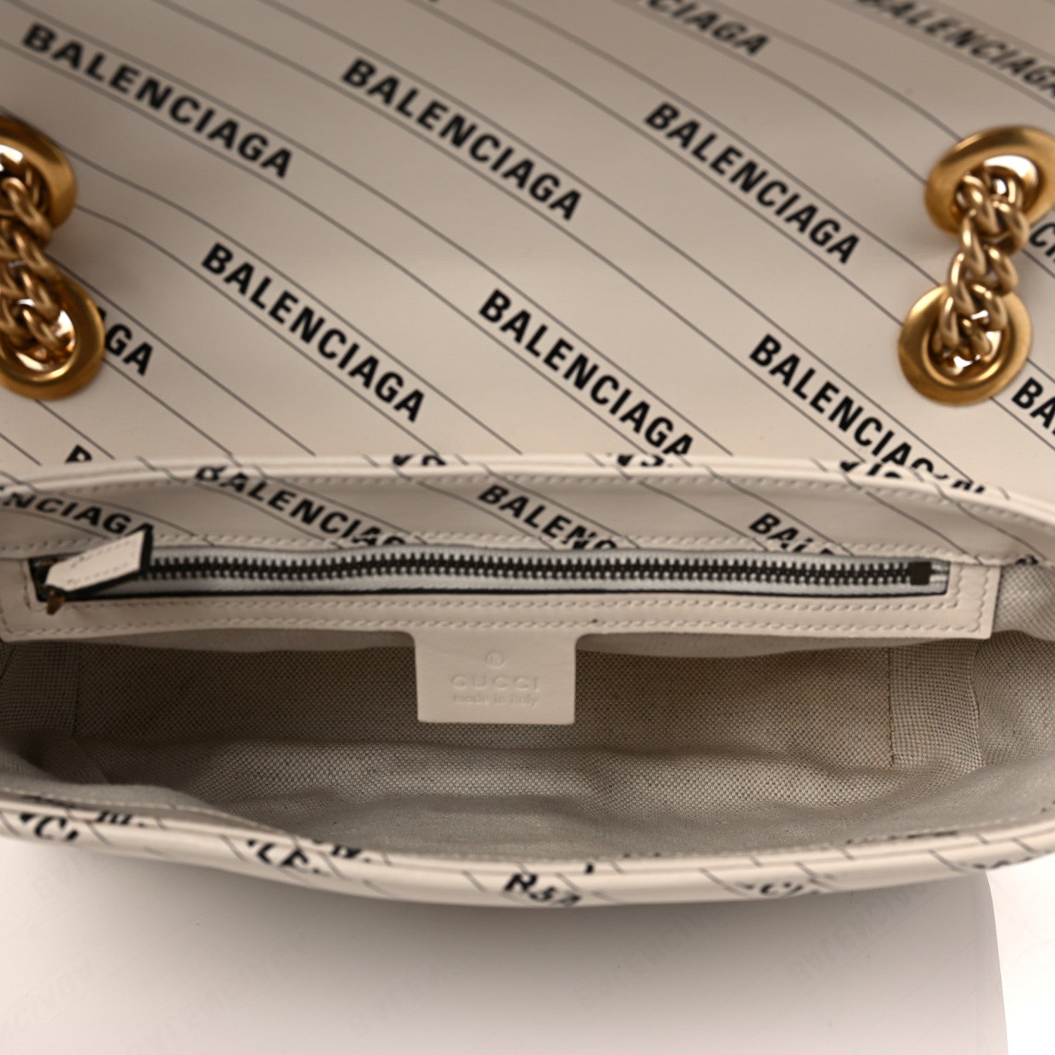 Gucci X BALENCIAGA Calfskin Matelasse Logo Print Small GG Marmont Shoulder Bag White 5 of 11