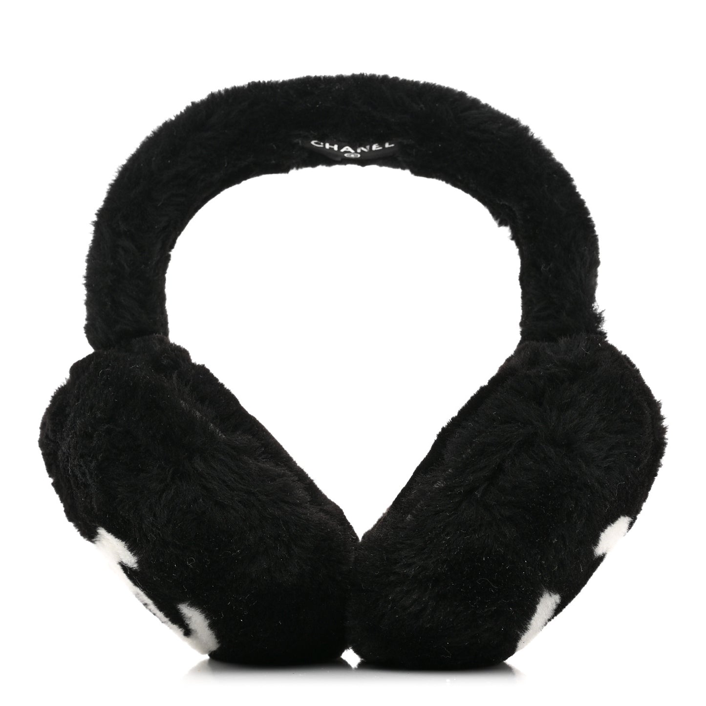 Shearling CC Ear Muffs Black White