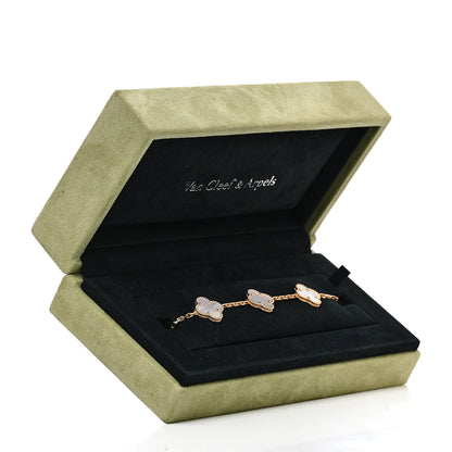 Van Cleef & Arpels 18K Yellow Gold Mother of Pearl 5 Motifs Vintage Alhambra Bracelet 6 of 6
