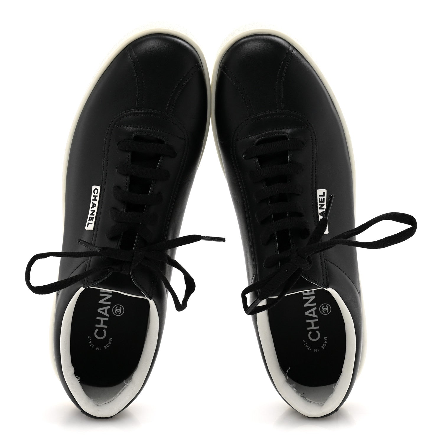 Chanel Calfskin CC Mens Sneakers 44 Black 2 of 9