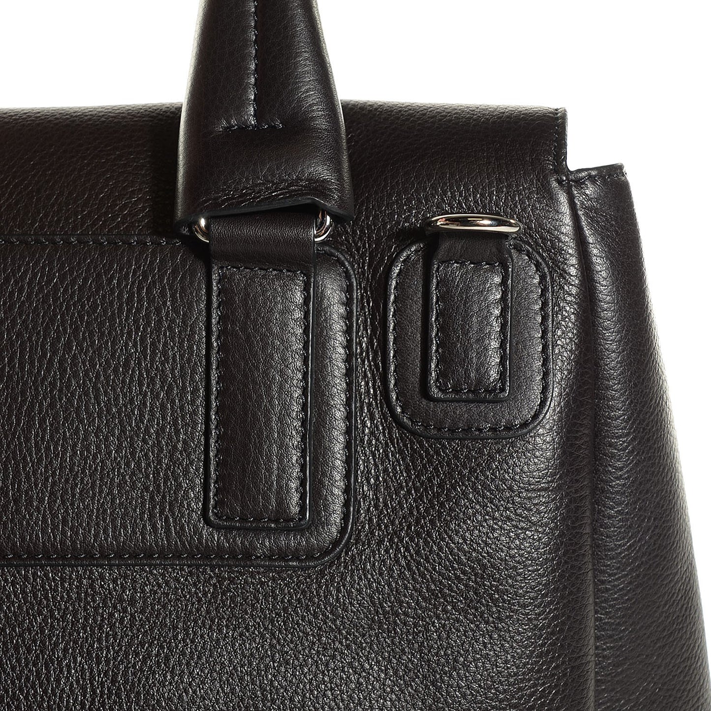 Waxy Grained Calfskin Medium Pandora Pure Flap Bag Black