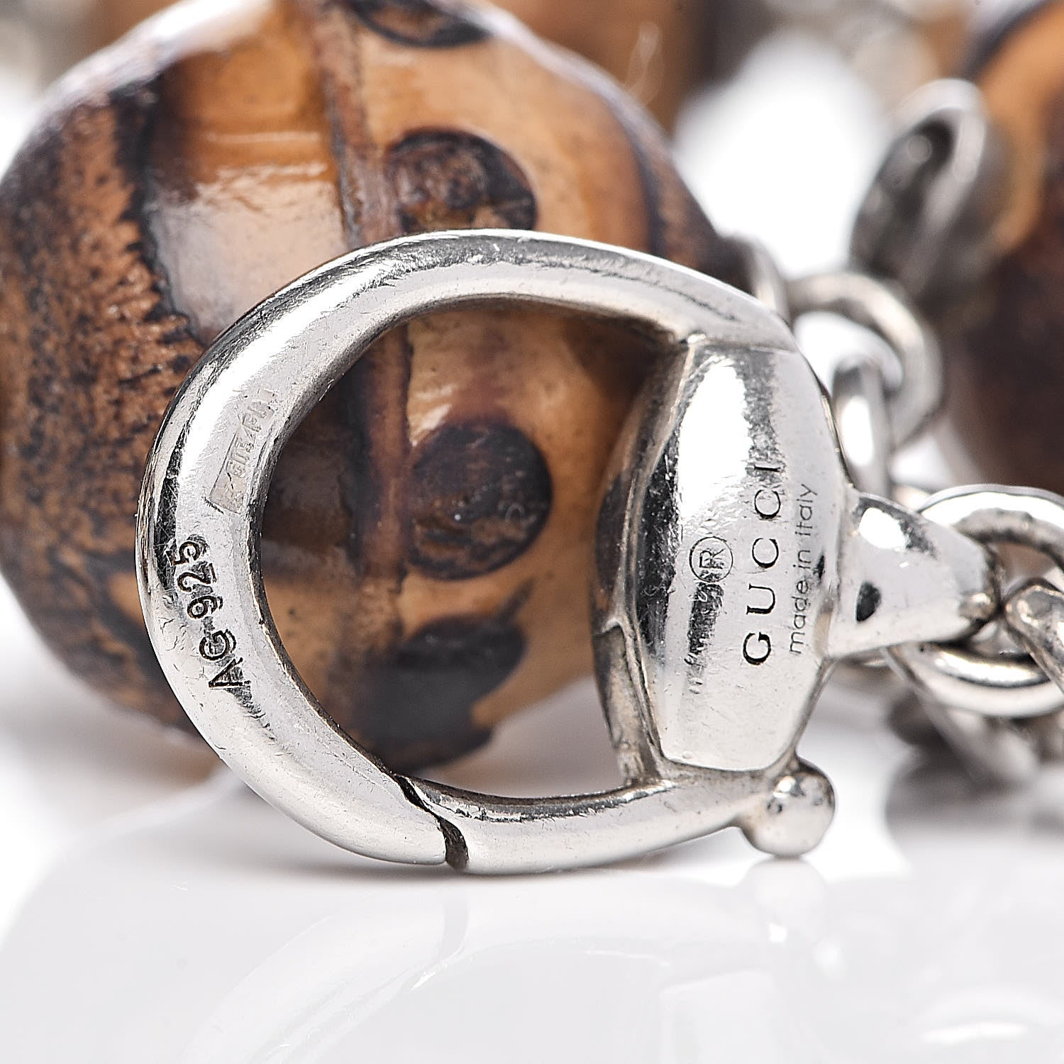 Gucci Sterling Silver Bamboo Beaded Horsebit Bracelet 5 of 5