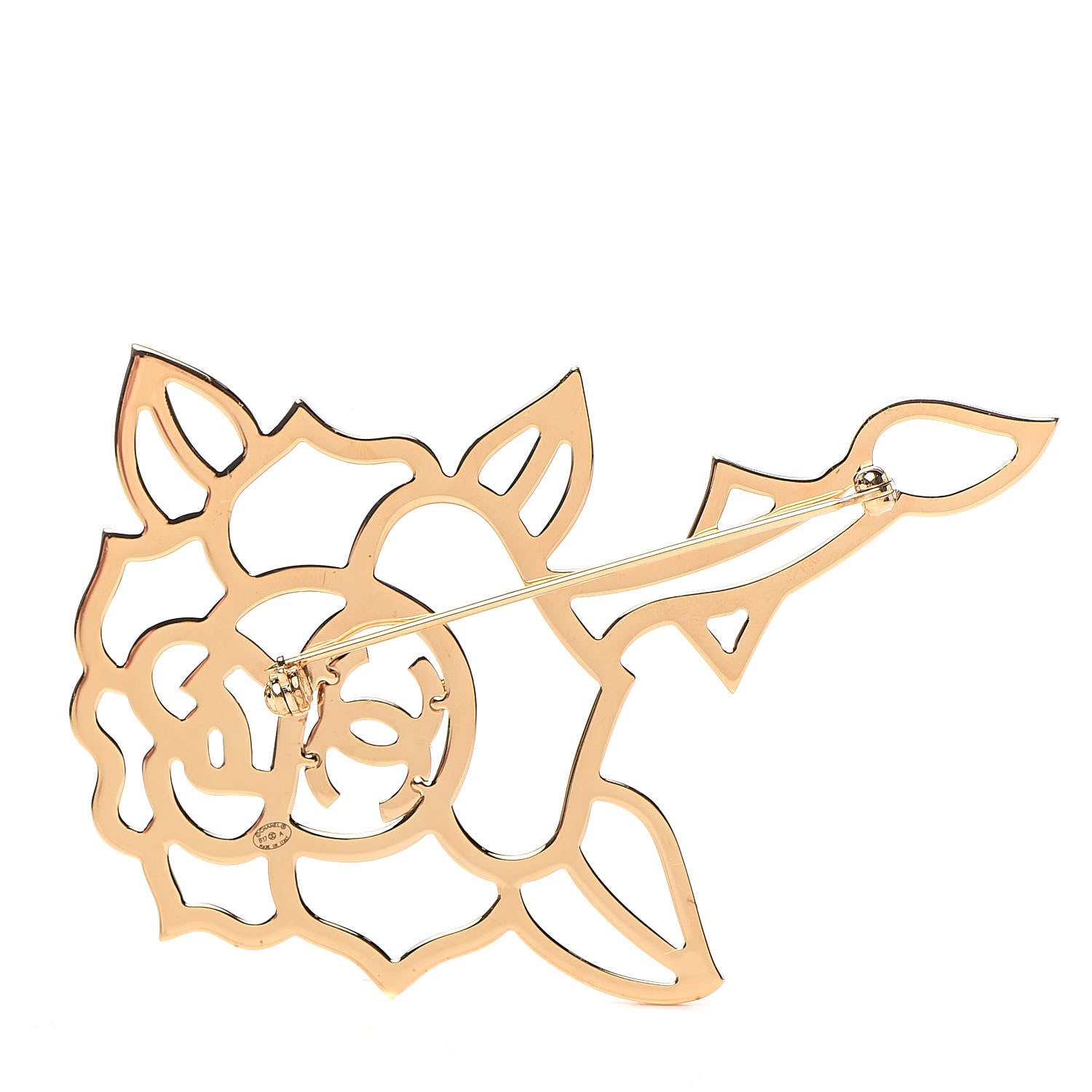 Chanel Crystal Rose CC Brooch Black Gold 3 of 5